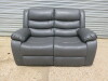 Roma 'Chicago' Grey Premium Aire Leather 2 Seater Recliner Sofa. Size H96 x W149 x D84cm. Boxed/New, RRP £699.00 - 2