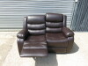 Set of 2 Roma 'Chicago' Brown Premium Aire Leather 2 Seater Recliner Sofa & 1 Seater Recliner Chair. Size H96 x W149 & W102 x D84cm. Boxed/New, RRP &pound;1119.00 - 4