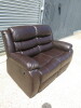 Set of 2 Roma 'Chicago' Brown Premium Aire Leather 2 Seater Recliner Sofa & 1 Seater Recliner Chair. Size H96 x W149 & W102 x D84cm. Boxed/New, RRP &pound;1119.00 - 3