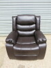 Set of 2 Roma 'Chicago' Brown Premium Aire Leather 2 Seater Recliner Sofa & 1 Seater Recliner Chair. Size H96 x W149 & W102 x D84cm. Boxed/New, RRP &pound;1119.00 - 6