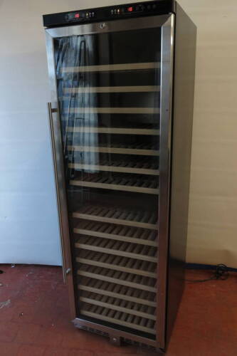 Polar 15 Shelf Illuminated Upright Dual Zone Wine Chiller, Model CE218, S/N CE218UK17070014. DOM July 2017. Size (H)