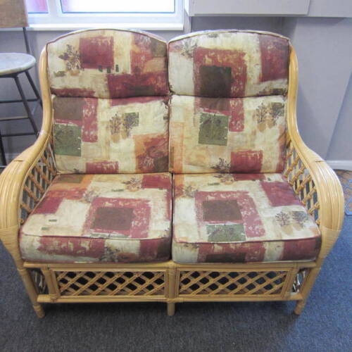 Bentwood Cane Conservatory 2 Seat Sofa with Cushions.