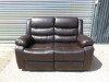 Roma 'Chicago' Brown Premium Aire Leather 2 Seater Recliner Sofa. Size H96 x W149 x D84cm. New/Ex Display, RRP &pound;699.00