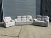 Set of 3 Caro 'Dakota' Silver Fabric Reclining Sofas to Include: 3 Seater, Size H96 x W205 x D85cm, 2 Seater, Size H96 x W150 x D85cm & Single Seater, Size H96 x W95 x D85cm. Boxed/New, RRP &pound;2324.00