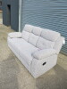 Set of 3 Caro 'Dakota' Silver Fabric Reclining Sofas to Include: 3 Seater, Size H96 x W205 x D85cm, 2 Seater, Size H96 x W150 x D85cm & Single Seater, Size H96 x W95 x D85cm. Boxed/New, RRP &pound;2324.00 - 12