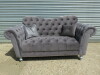 Dior 'Elegance' 2 Seater Button Back Sofa, Upholstered in Grey Velvet Fabric with Stud Detail & Soft Fibre Filled Back Cushions. Size H90 x W170 x D90cm. Boxed/New, RRP &pound;1050.00 - 2