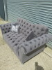 Dior 'Elegance' 2 Seater Button Back Sofa, Upholstered in Grey Velvet Fabric with Stud Detail & Soft Fibre Filled Back Cushions. Size H90 x W170 x D90cm. Boxed/New, RRP &pound;1050.00 - 5