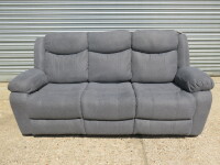 Grey Fabric 3 Seater Reclining Sofa, Size H96 x W205 x D85cm. Ex Display/New.