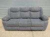 Grey Fabric 3 Seater Reclining Sofa, Size H96 x W205 x D85cm. Ex Display/New.