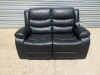 Chicago Black Premium Aire Leather 2 Seater Twin Power Recliner Sofa. Size H96 x W145 x D84cm. New/Ex Display, RRP &pound;699.00