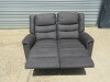 Parma Loveseat Grey Fabric 2 Seater Recliner Sofa. Size H96 x W135 x D80cm. Ex Display. Note: small tear to fabric on cushion back. - 5