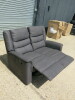 Parma Loveseat Grey Fabric 2 Seater Recliner Sofa. Size H96 x W135 x D80cm. Ex Display. Note: small tear to fabric on cushion back. - 6