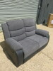 Chicago Grey Fabric & Black Premium Aire Leather 2 Seater Recliner Sofa. Size H96 x W145 x D84cm. New/Ex Display. RRP &pound;699.00. NOTE: scuff to corner. - 2