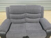 Chicago Grey Fabric & Black Premium Aire Leather 2 Seater Recliner Sofa. Size H96 x W145 x D84cm. New/Ex Display. RRP &pound;699.00. NOTE: scuff to corner. - 3