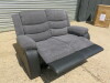 Chicago Grey Fabric & Black Premium Aire Leather 2 Seater Recliner Sofa. Size H96 x W145 x D84cm. New/Ex Display. RRP &pound;699.00. NOTE: scuff to corner. - 5