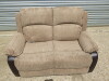 Woodstock Fabric & Brown Premium Aire Leather Reclining 2 Seater Sofa, Size H96 x W140 x D85cm. New/Ex Display. RRP &pound;699.00