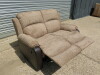 Woodstock Fabric & Brown Premium Aire Leather Reclining 2 Seater Sofa, Size H96 x W140 x D85cm. New/Ex Display. RRP &pound;699.00 - 3