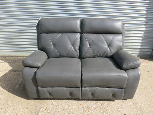 Grey Premium Aire Leather 2 Seater Recliner Sofa. Size H100 x W160 x D80cm. Ex Display.