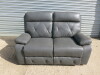 Grey Premium Aire Leather 2 Seater Recliner Sofa. Size H100 x W160 x D80cm. Ex Display.