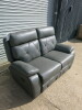 Grey Premium Aire Leather 2 Seater Recliner Sofa. Size H100 x W160 x D80cm. Ex Display. - 2