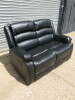 Black Premium Aire Leather 2 Seater Recliner Sofa. Size H100 x W145 x D94cm. Ex Display. - 2
