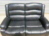 Black Premium Aire Leather 2 Seater Recliner Sofa. Size H100 x W145 x D94cm. Ex Display. - 3