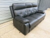 Black Premium Aire Leather 3 Seater Recliner Sofa with White Stitching Effect. H100 x W205 x D82cm. Ex Display. - 2