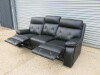 Black Premium Aire Leather 3 Seater Recliner Sofa with White Stitching Effect. H100 x W205 x D82cm. Ex Display. - 4