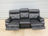 Black Premium Aire Leather 3 Seater Recliner Sofa with White Stitching Effect. H100 x W205 x D82cm. Ex Display. - 5