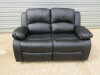 Black Premium Aire Leather Reclining 2 Seater Sofa, Size H96 x W150 x D85cm. Boxed/New, RRP &pound;699.00