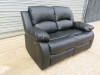 Black Premium Aire Leather Reclining 2 Seater Sofa, Size H96 x W150 x D85cm. Boxed/New, RRP &pound;699.00 - 2