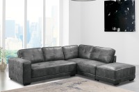 Toronto Large Grey Bonded Leather Right Hand Corner Sofa with Footstall. Size H84 x L265 x W230 x D82cm. Boxed/New, RRP £1420.00