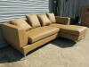 Abreo L Shape Sofa Set in Camel Leatherette on Chrome Legs and Comes with 4 Cushions. Size H70 x L230 x W160 x D82cm. Boxed/New. - 2