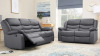 Set of 3 Roma 'Chicago' Grey Premium Aire Leather Reclining Sofas to Include: 3 Seater, Size H96 x W200 x D84cm, 2 Seater, Size H96 x W149 x D84cm & Single Seater, Size H96 x W102 x D84cm. Boxed/New, RRP £1818.00