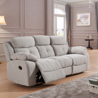 Caro 'Dakota' Silver Fabric Reclining 3 Seater Sofa, Size H96 x W205 x D85cm. Boxed/New, RRP &pound;1050.00