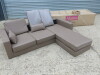 Abreo Sofa Chair with Chaise Lounge in Beige/Brown. Size H69 x W179 x D147cm. In Box As New. - 2