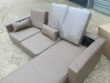 Abreo Sofa Chair with Chaise Lounge in Beige/Brown. Size H69 x W179 x D147cm. In Box As New. - 5