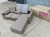 Abreo Sofa Chair with Chaise Lounge in Beige/Brown. Size H69 x W179 x D147cm. In Box As New. - 6