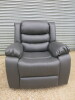 Roma 'Chicago' Grey Premium Aire Leather 1 Seater Recliner Chair. Size H96 x W102 x D84cm. Boxed/New, RRP &pound;520.00