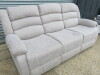 Grey/Beige Fabric 3 Seater Reclining Sofa, Size H96 x W205 x D85cm. Ex Display/New. - 2