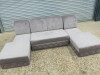 Grey Fabric U Shape Sofa Bed with Quilted Detail & Button Back. 2 Side Ottoman Sections, Centre Sofa Bed Section with Bag of Feet & Fixings. Size H85 x W290 x D170cm. NOTE: missing side arm sections. - 2