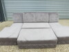 Grey Fabric U Shape Sofa Bed with Quilted Detail & Button Back. 2 Side Ottoman Sections, Centre Sofa Bed Section with Bag of Feet & Fixings. Size H85 x W290 x D170cm. NOTE: missing side arm sections. - 5