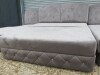 Grey Fabric U Shape Sofa Bed with Quilted Detail & Button Back. 2 Side Ottoman Sections, Centre Sofa Bed Section with Bag of Feet & Fixings. Size H85 x W290 x D170cm. NOTE: missing side arm sections. - 6
