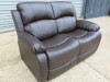 Woodstock Brown Premium Aire Leather 2 Seater Static Sofa, Size H96 x W149 x D84cm. New/Ex Display. - 2