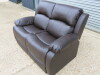 Woodstock Brown Premium Aire Leather 2 Seater Static Sofa, Size H96 x W149 x D84cm. New/Ex Display. - 3
