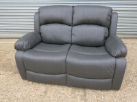 Woodstock Grey Premium Aire Leather 2 Seater Static Sofa, Size H96 x W149 x D84cm. New/Ex Display.