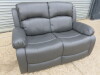 Woodstock Grey Premium Aire Leather 2 Seater Static Sofa, Size H96 x W149 x D84cm. New/Ex Display. - 2