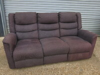 Parma Grey/Black Fabric 3 Seater Reclining Sofa, Size H96 x W205 x D85cm. Ex Display. NOTE: sofa requires stitching (As Viewed/Pictured).