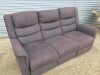 Parma Grey/Black Fabric 3 Seater Reclining Sofa, Size H96 x W205 x D85cm. Ex Display. NOTE: sofa requires stitching (As Viewed/Pictured). - 2