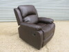 Woodstock Brown Premium Aire Leather Single Seater Recliner, Size H98 x W100 x D87cm. Boxed/New, RRP &pound;599.00 - 2